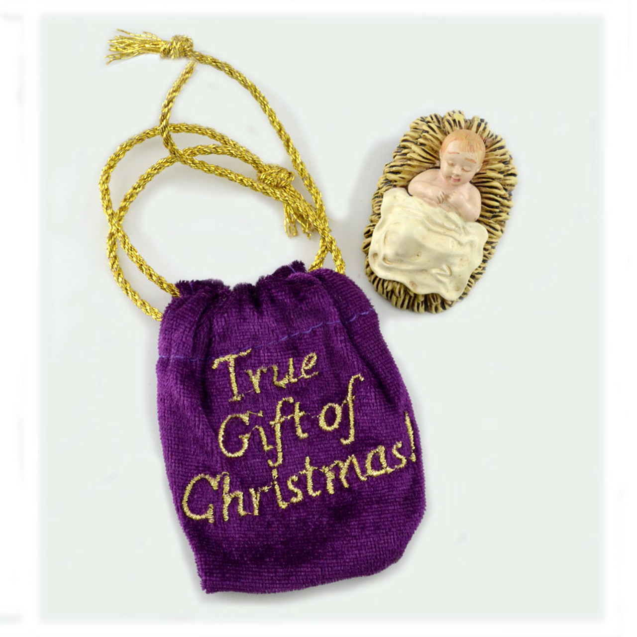 True Gift of Christmas: Baby Jesus in Purple Bag