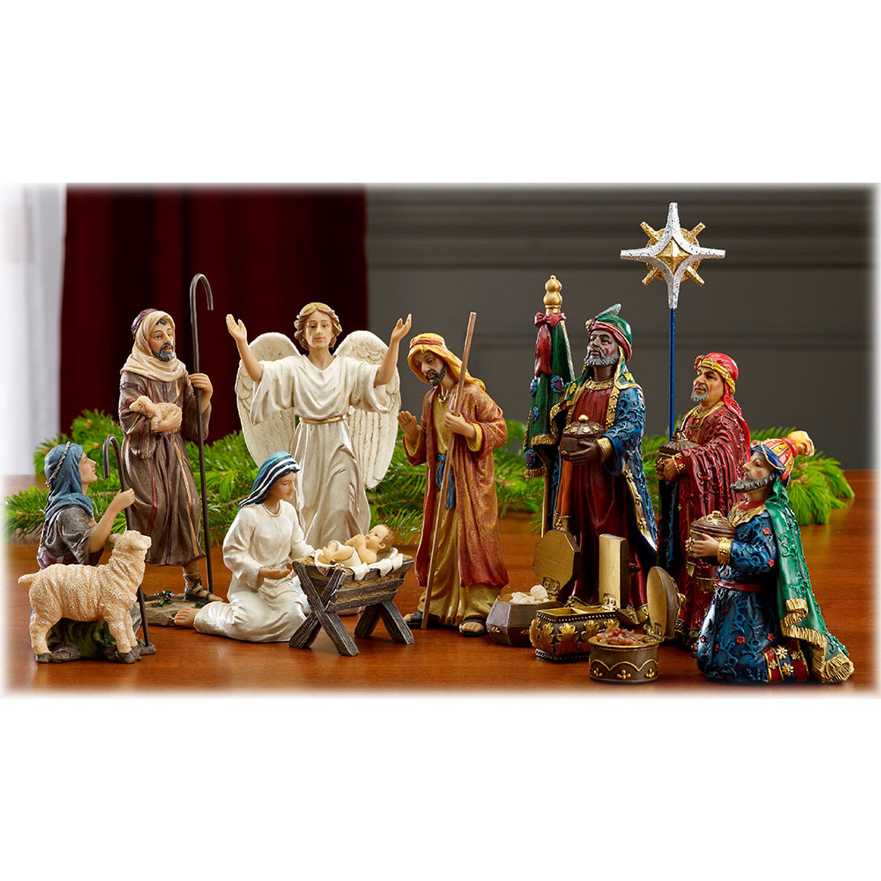 Nativity Set 11PC w/Frankincense, Gold and Myrrh