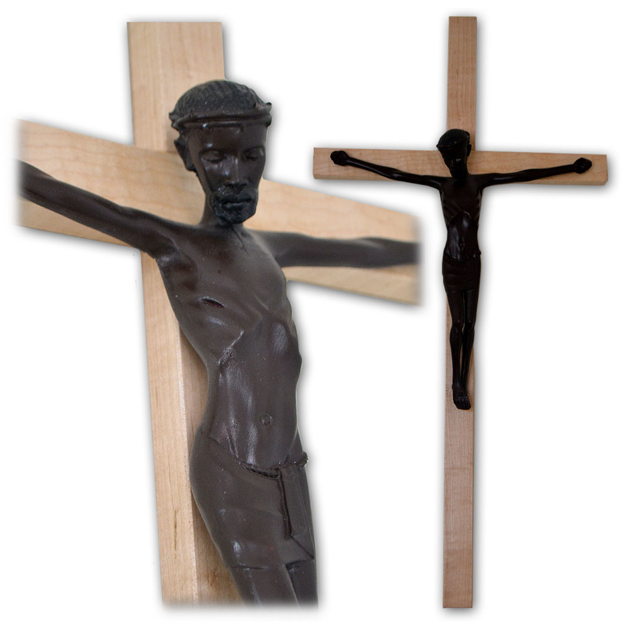 Large Black Christ on Ash Wood Wall Crucifix- 28"