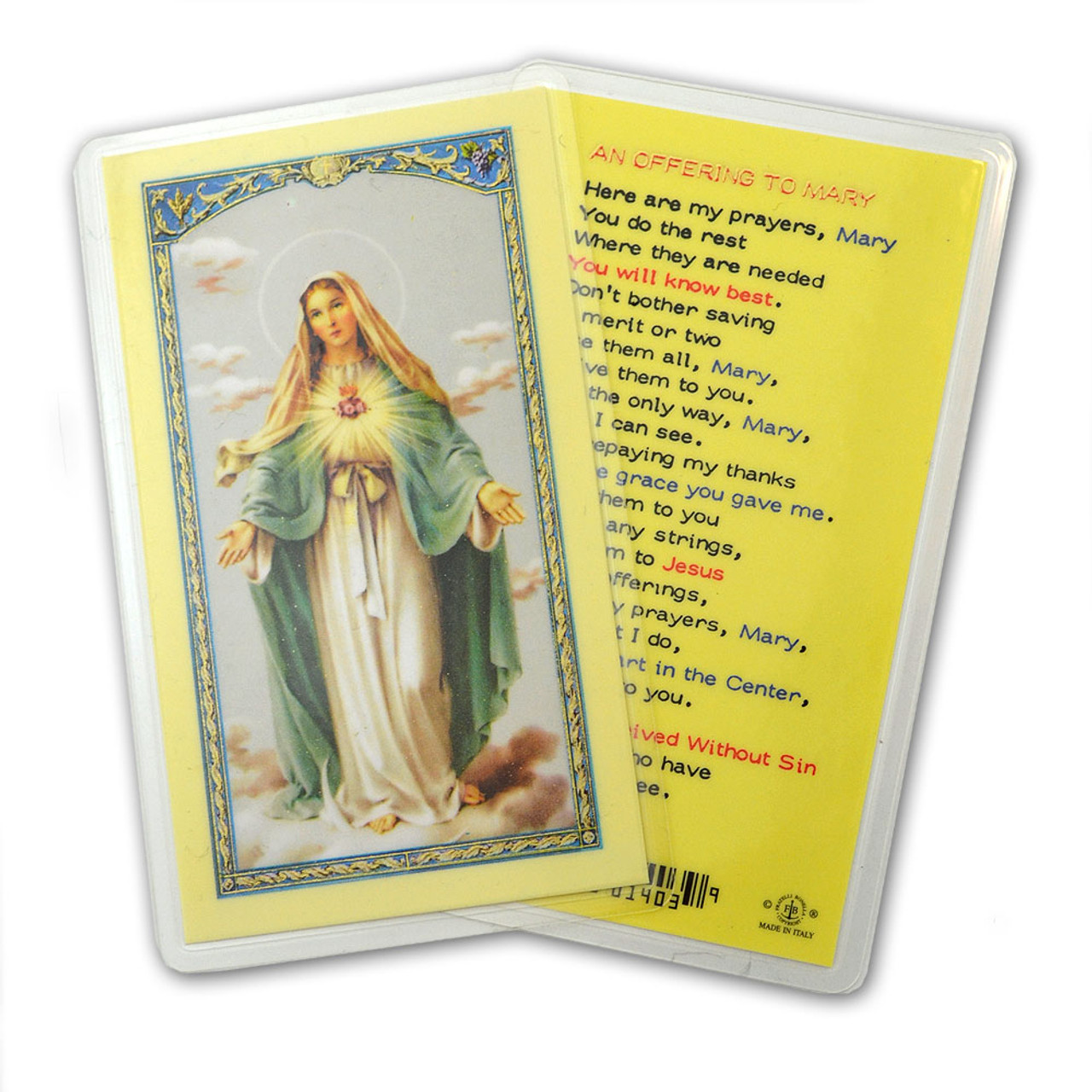 An Offering To Mary Holy Card Laminated