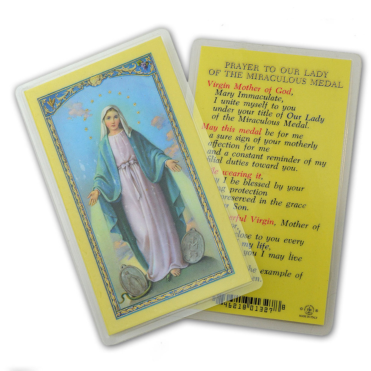 Our Lady of Miraculous Medal Holy Card Laminated