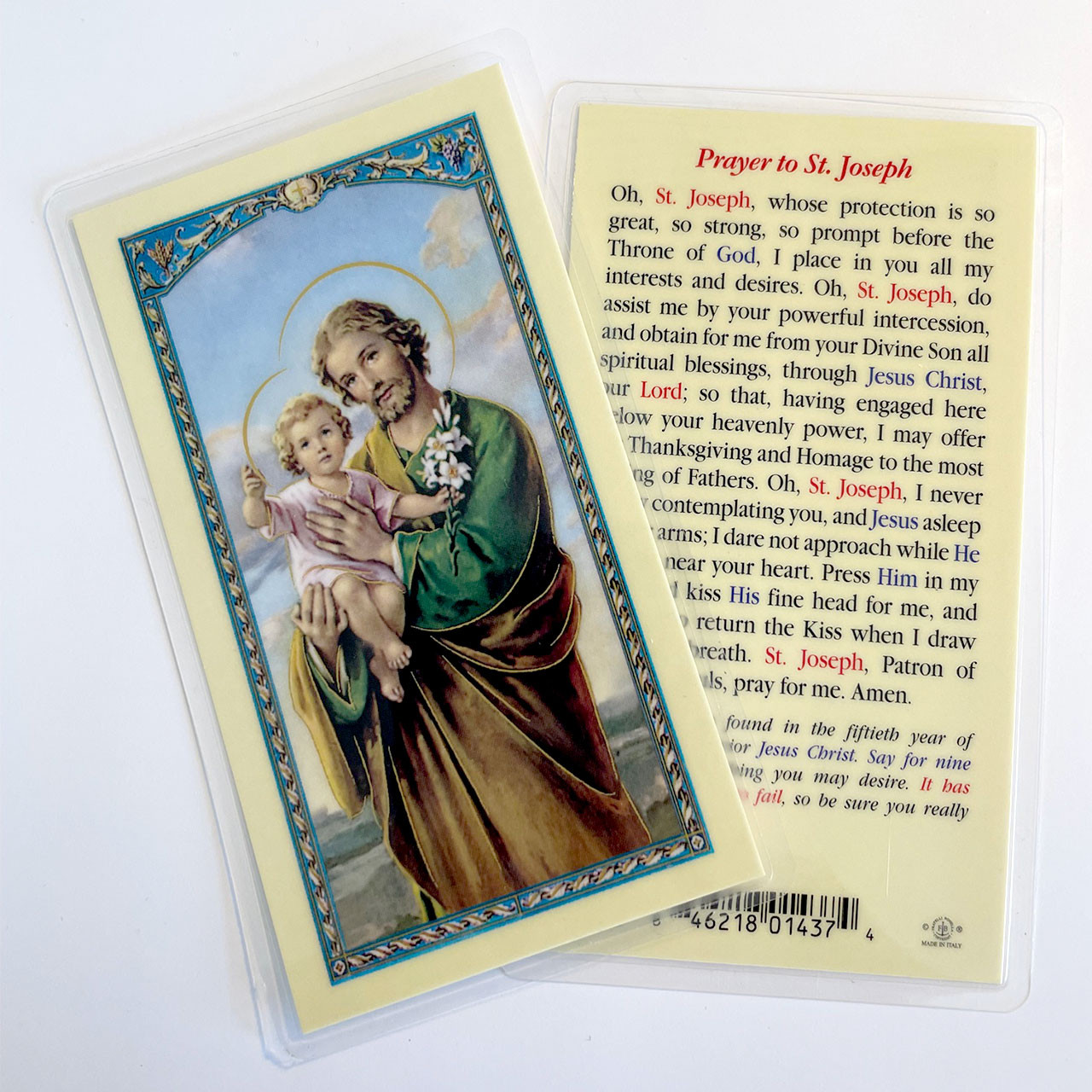 Prayer To St Joseph - Laminated Holy Card | St. Patrick's Guild