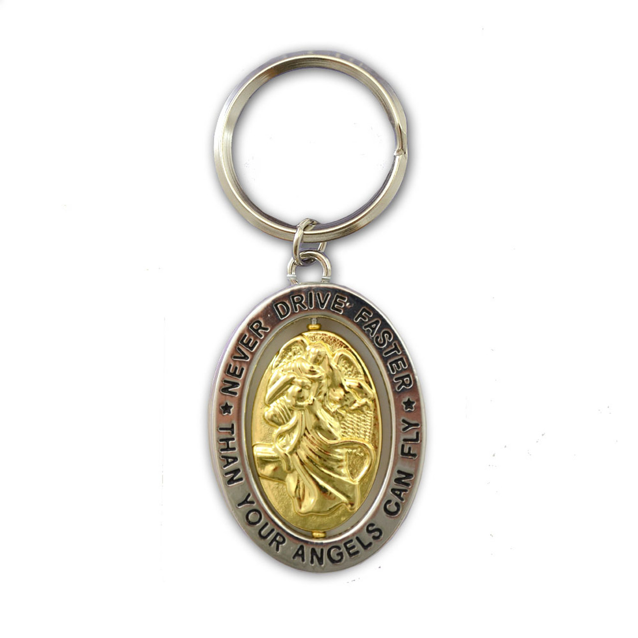 "Never Drive Faster than your Angels can Fly" Angel Key Ring