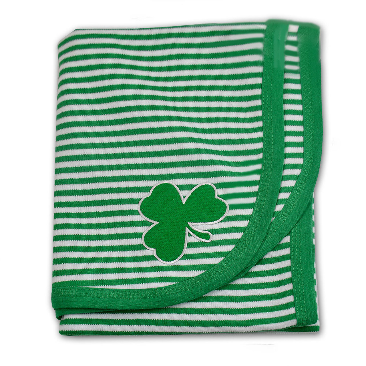 Baby Blanket Irish Stripes in Green & White