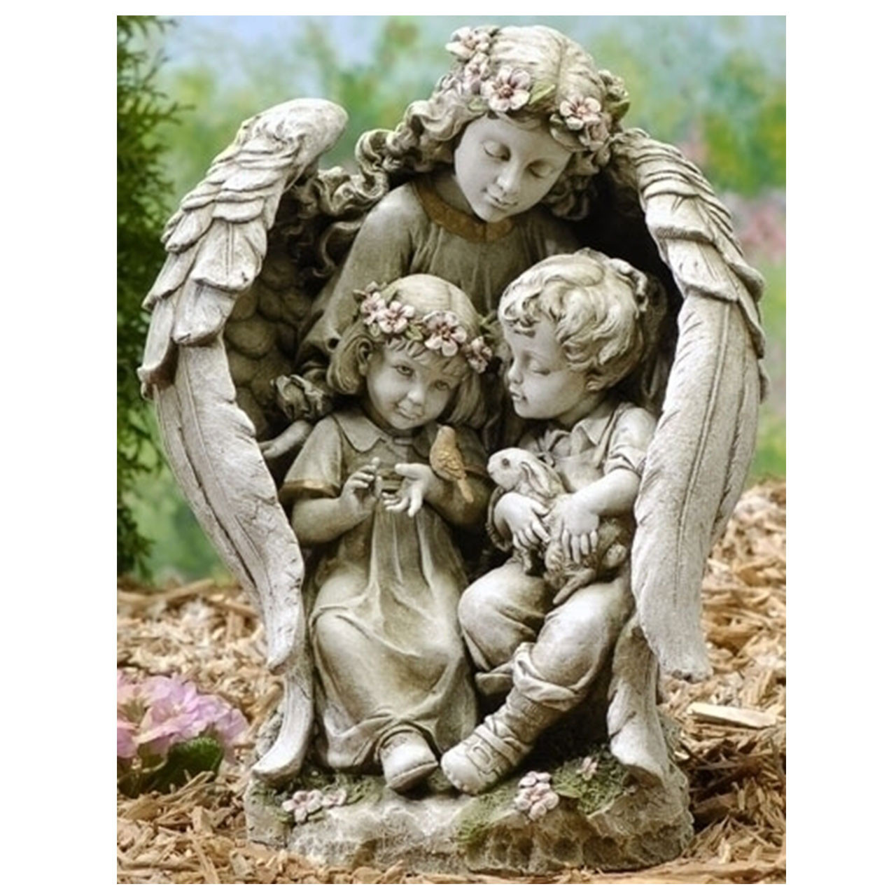 Angel With Children Outdoor Garden Statue