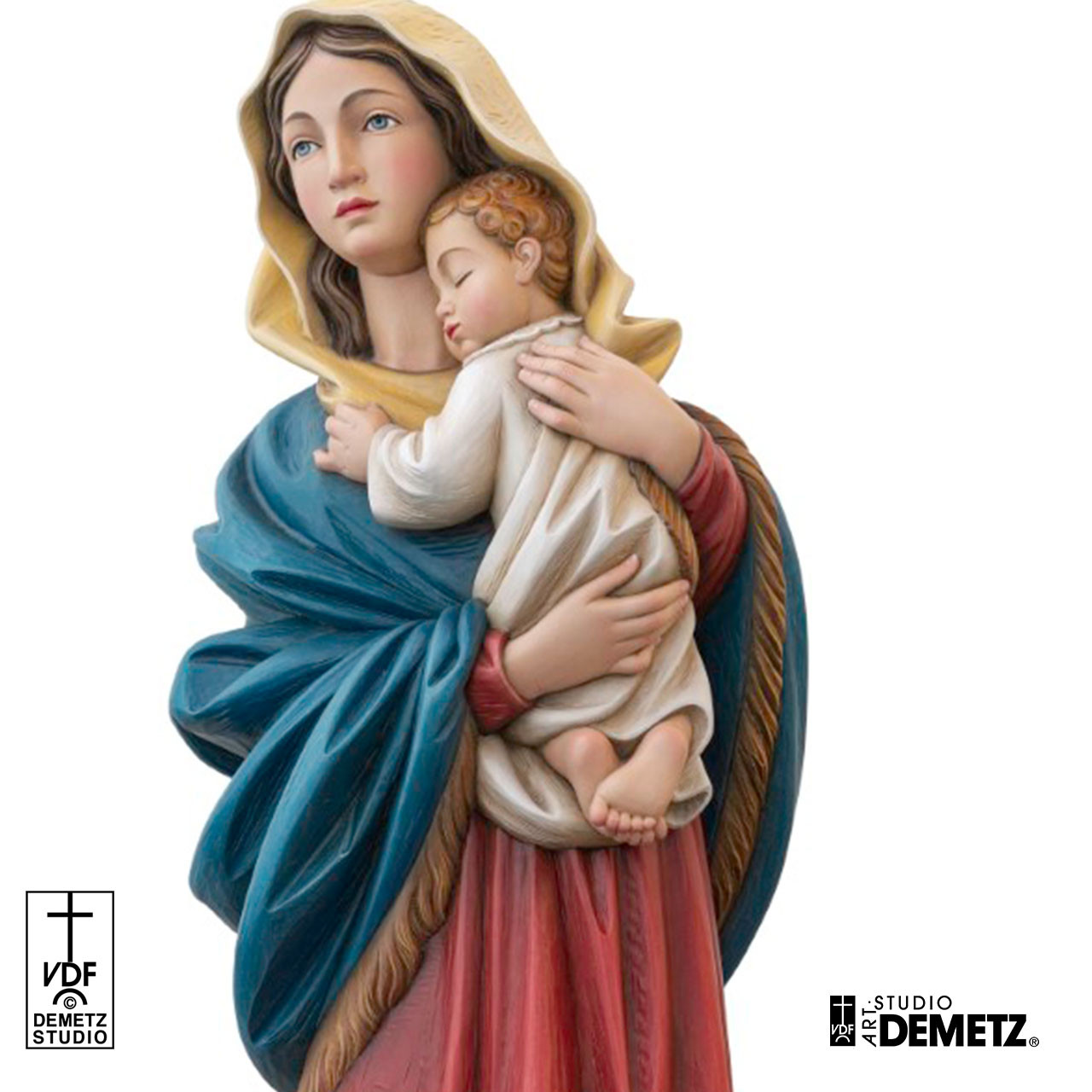 4' Demetz Madonna & Child Statue Hand Painted Fiberglass | St