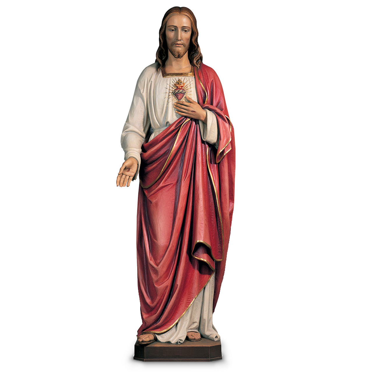 4' Wood Sacred Heart of Jesus Statue in Color