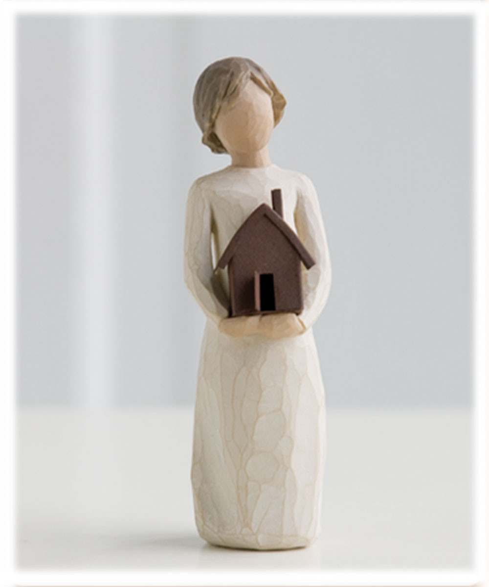 Mi Casa Willow Tree Statue of woman holding a house