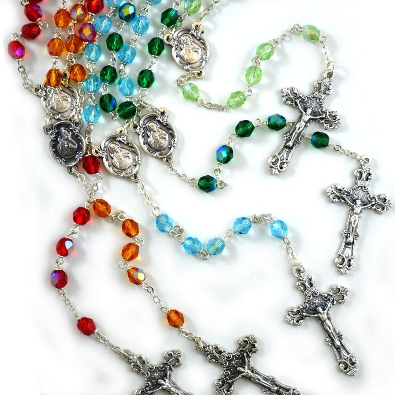 Birthstone Rosaries with Aurora Crystal