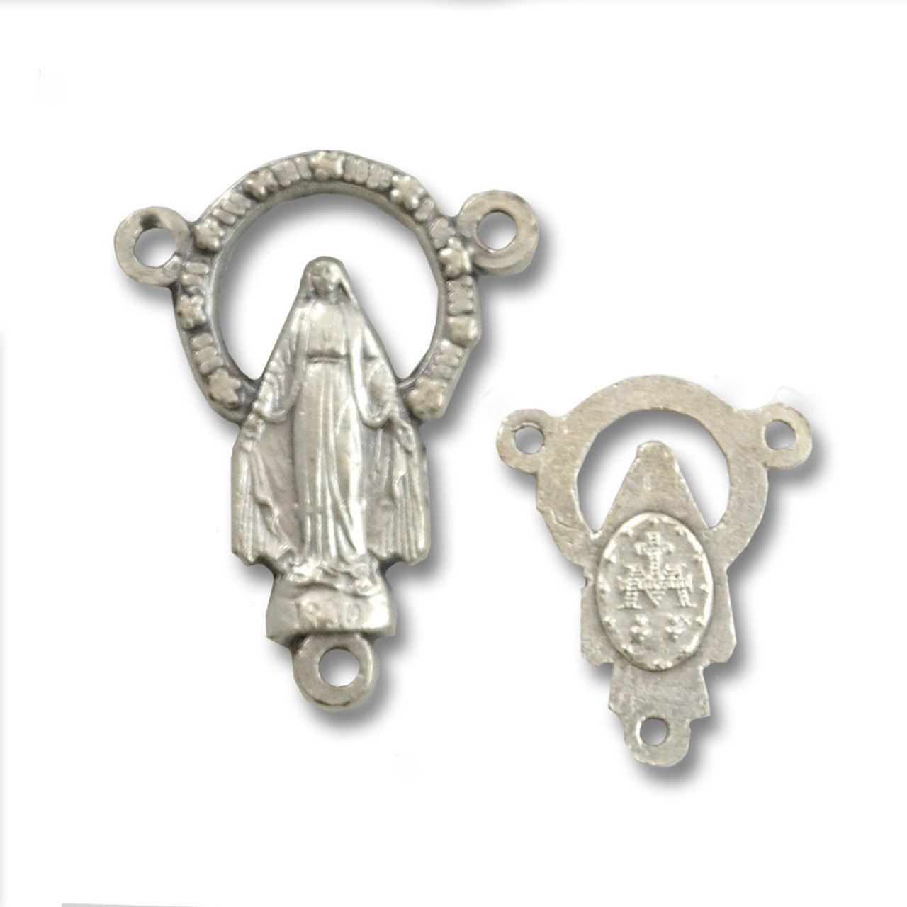 Silver Oxidized Miraculous Rosary Center