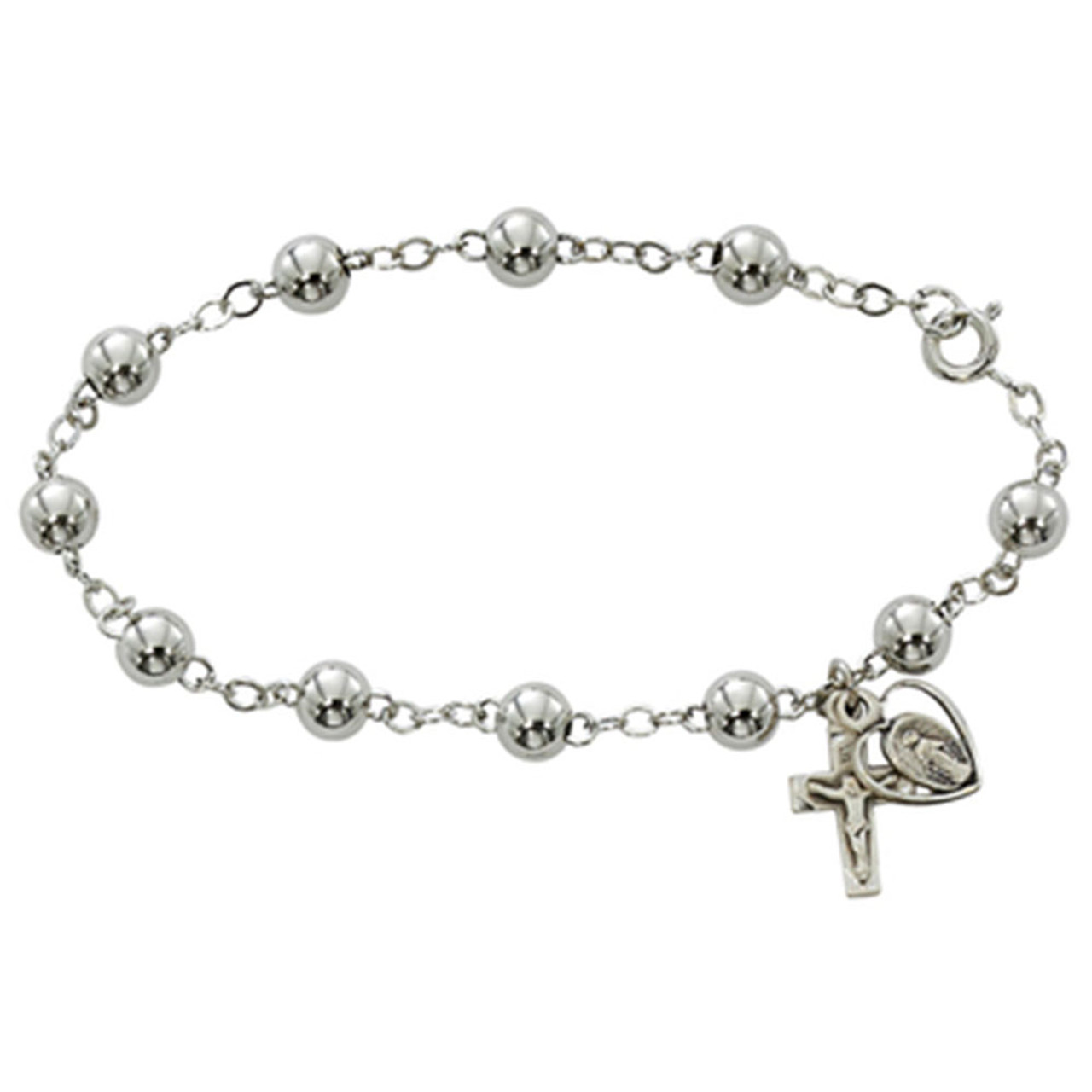 Sterling Silver Bead Rosary Bracelet