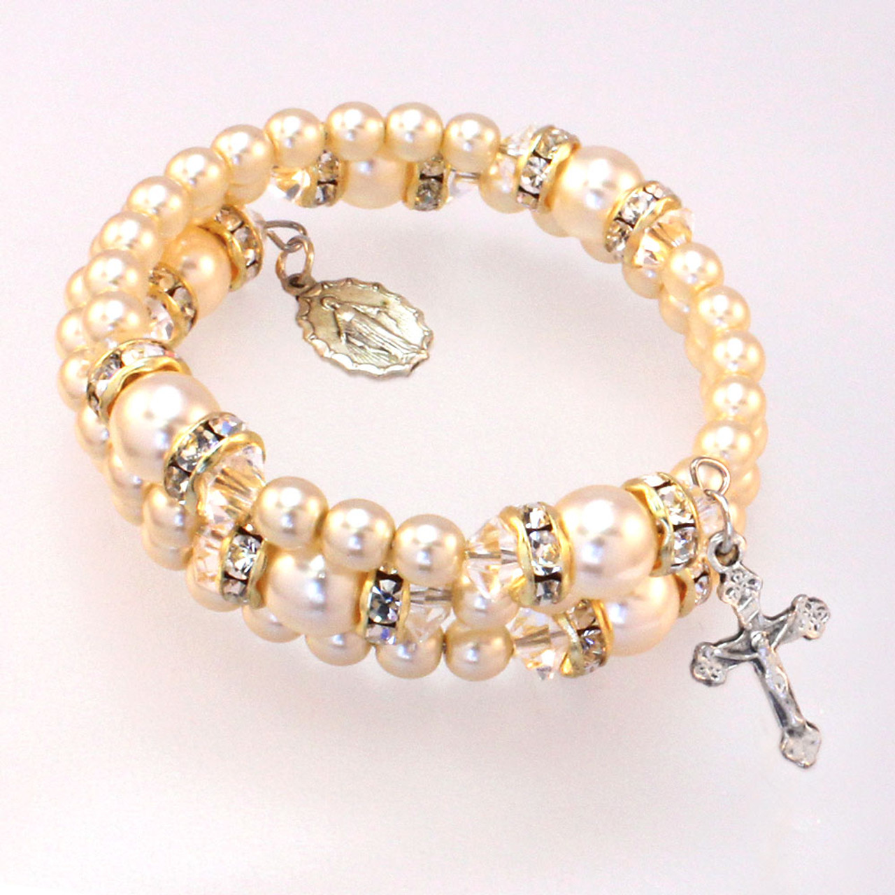 Be Bold Wrap-Around-a-Rosary Bright, Colorful five decade Catholic rosary  bracelet with white cross | Peter's Square