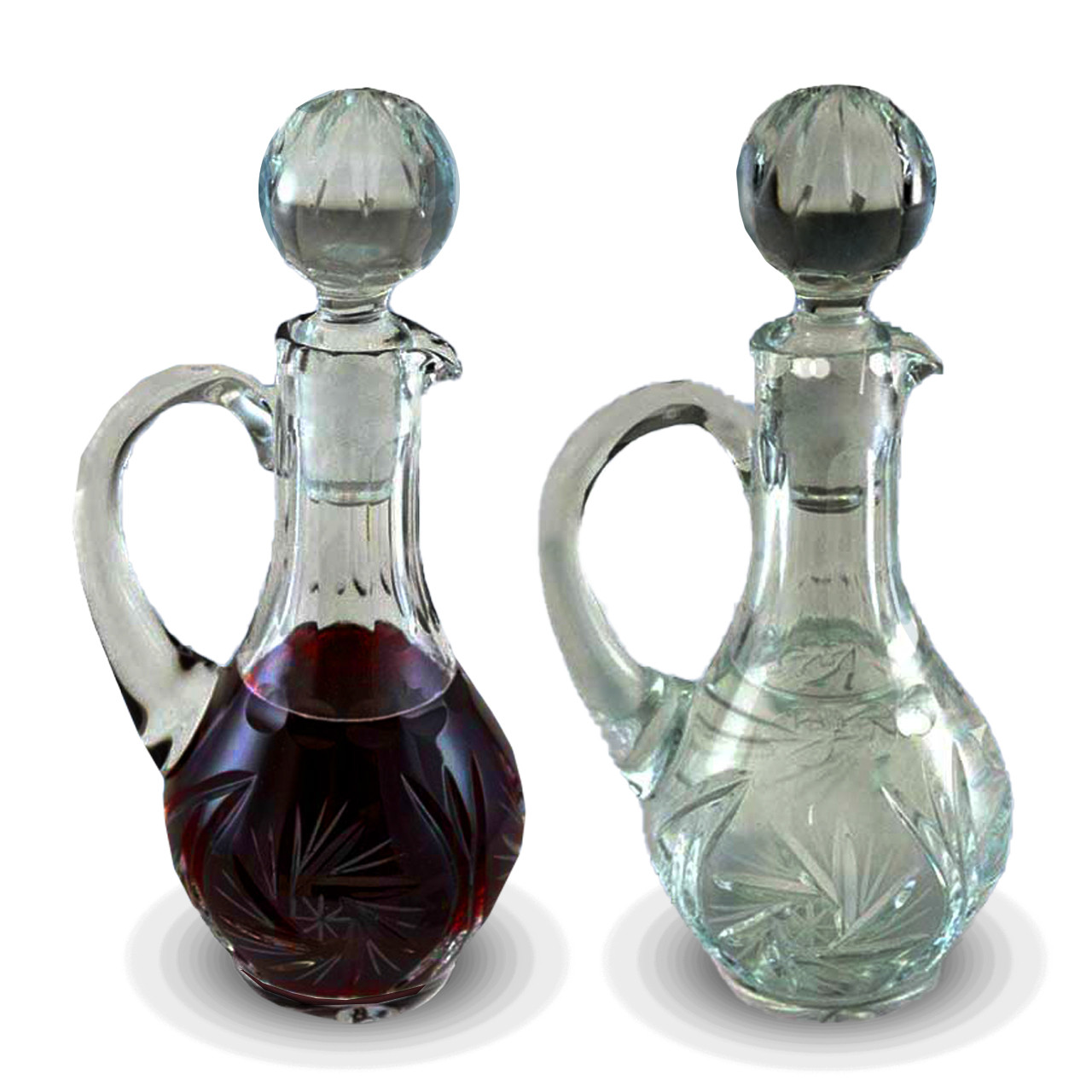 Tall 6oz Lead Crystal Cut Glass Cruet Set