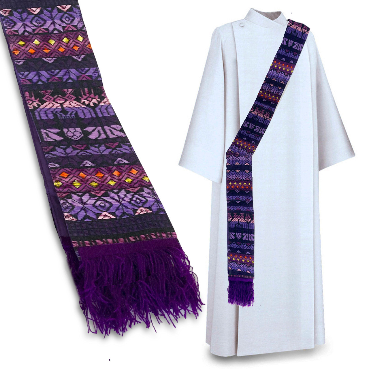 SA-44 Purple Tapestry Deacon Stole | St. Patrick's Guild