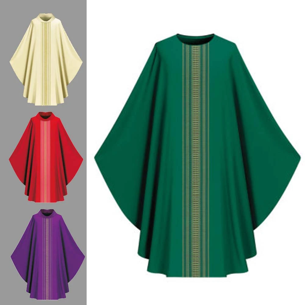 3111 Green Chasuble with Roll Collar