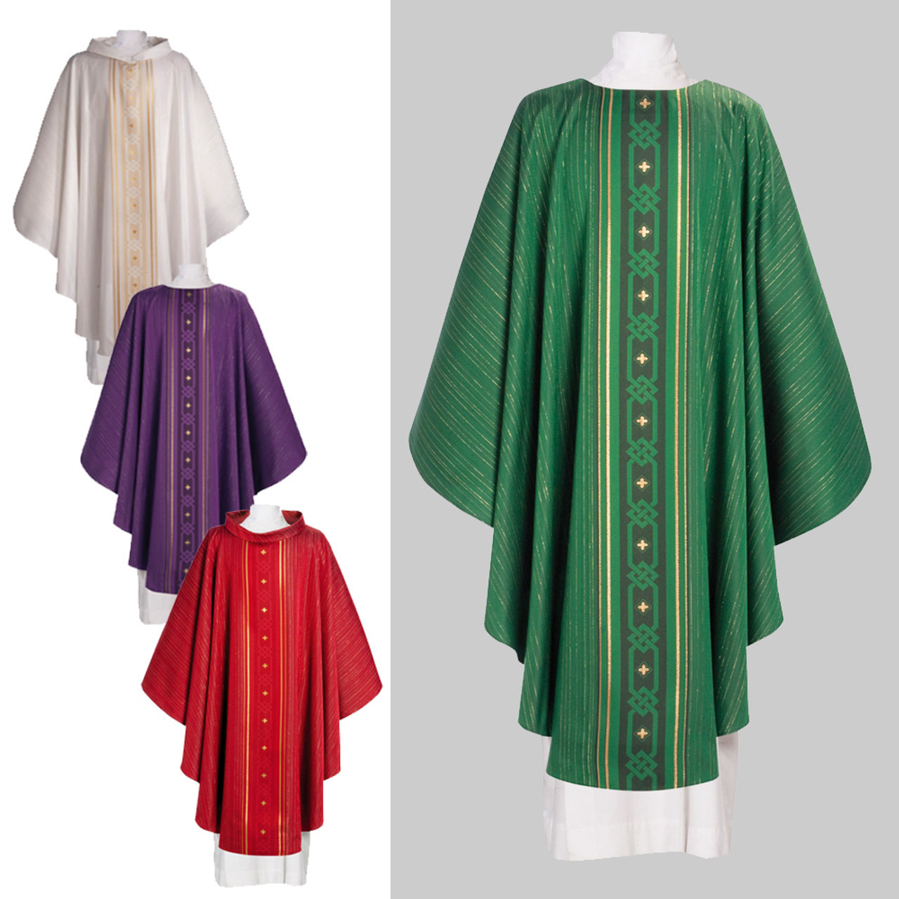 700241 Green Chasuble with Traditional Design