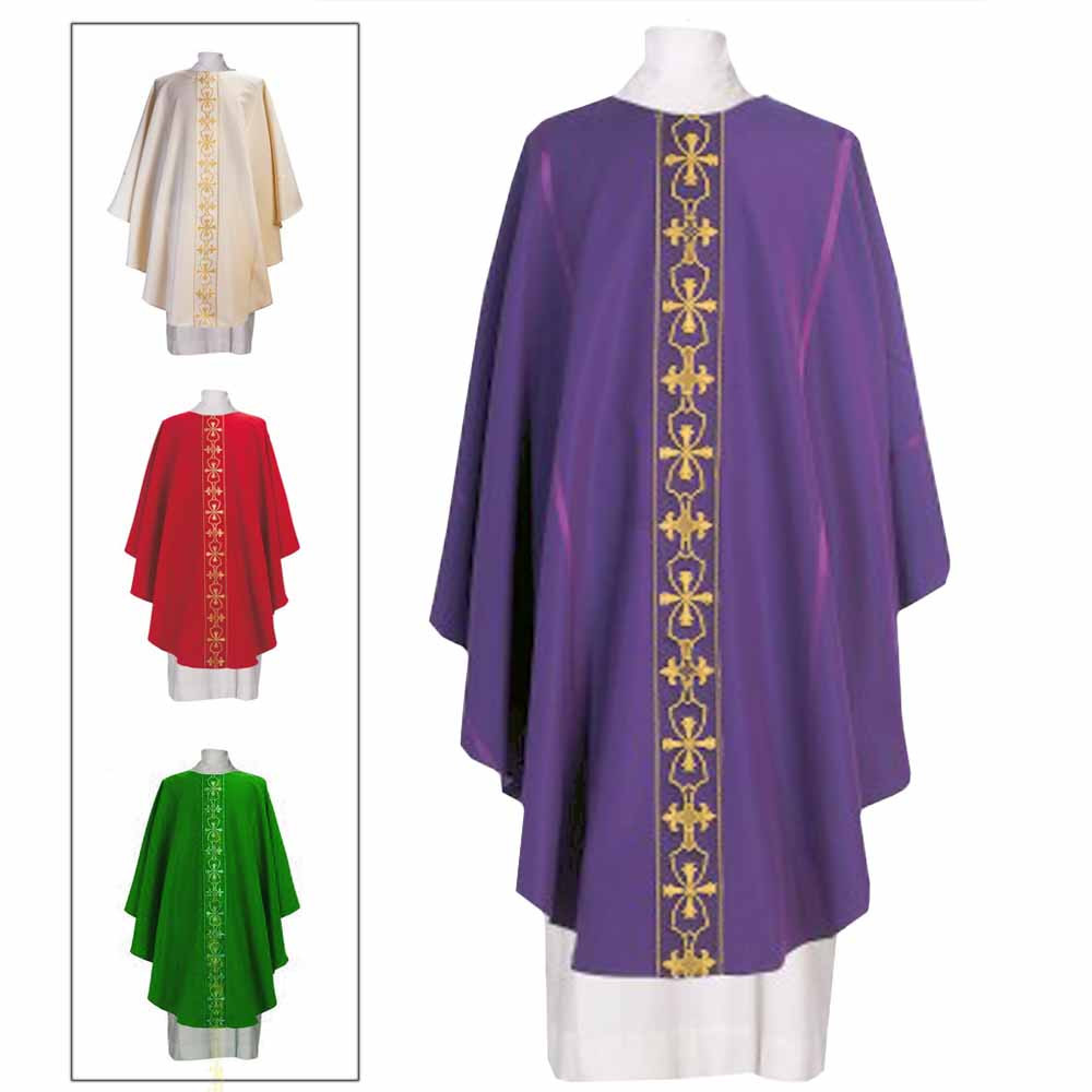 Purple Chasuble Plain Collar with Zipper