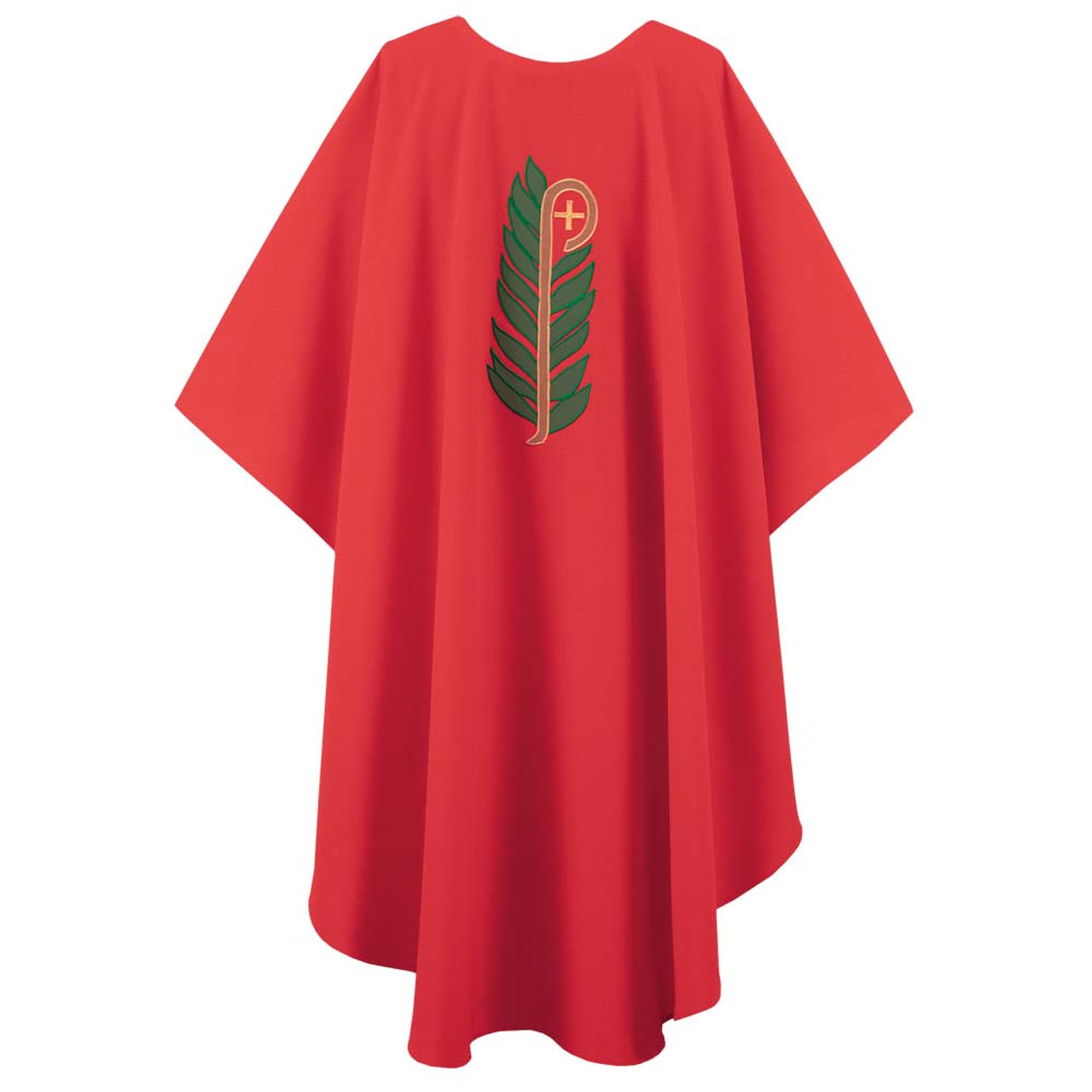 Red Chasuble with Leaves and Shepherd Staff