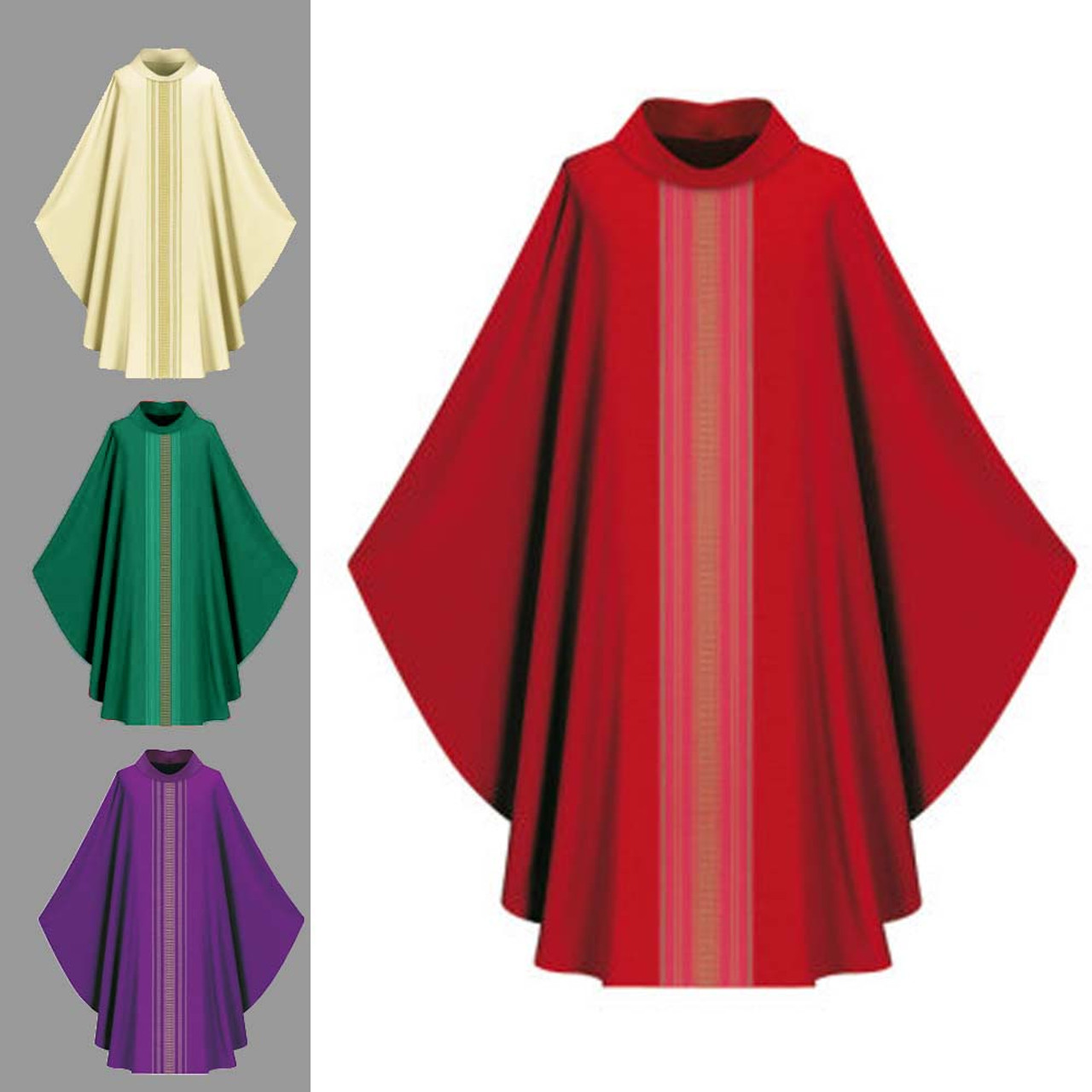 Red Chasuble in Brugia Fabric with Roll Collar