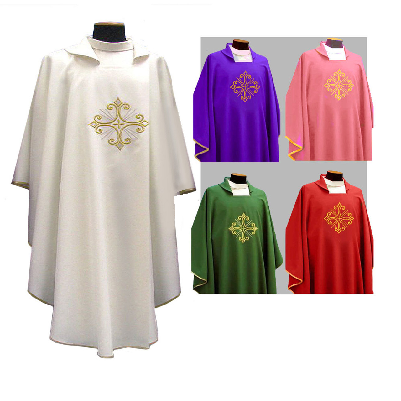 351 White Chasuble with Gold Cross from Solivari