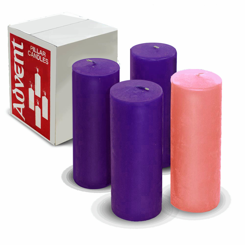 3" x 8" Purple/Pink Stearine Advent Candles: Set of 4