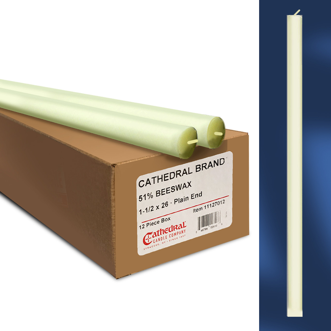 Altar Candle 1.5"x26" PE 51% Beeswax