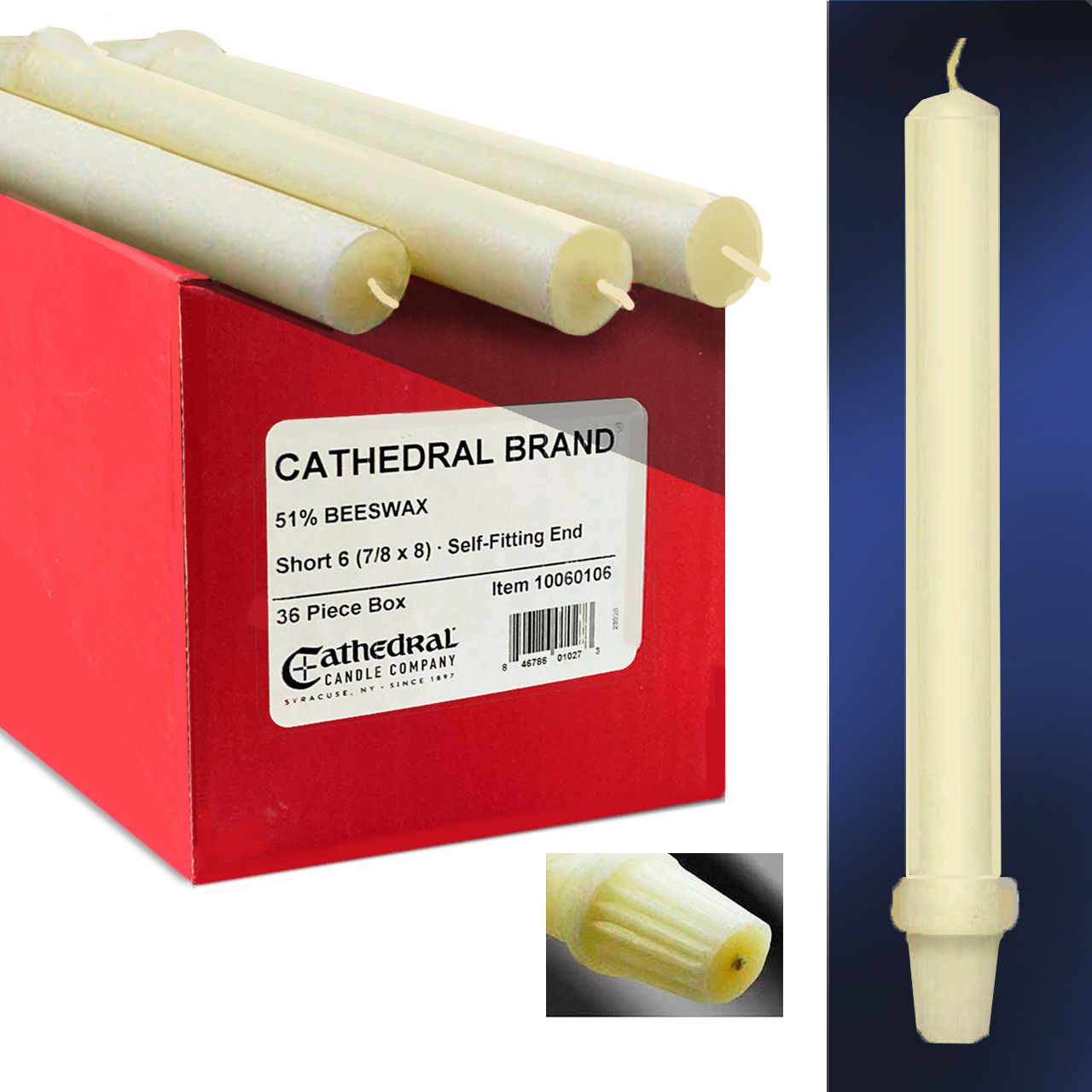 Short 6 Altar Candle SFE 51% Beeswax