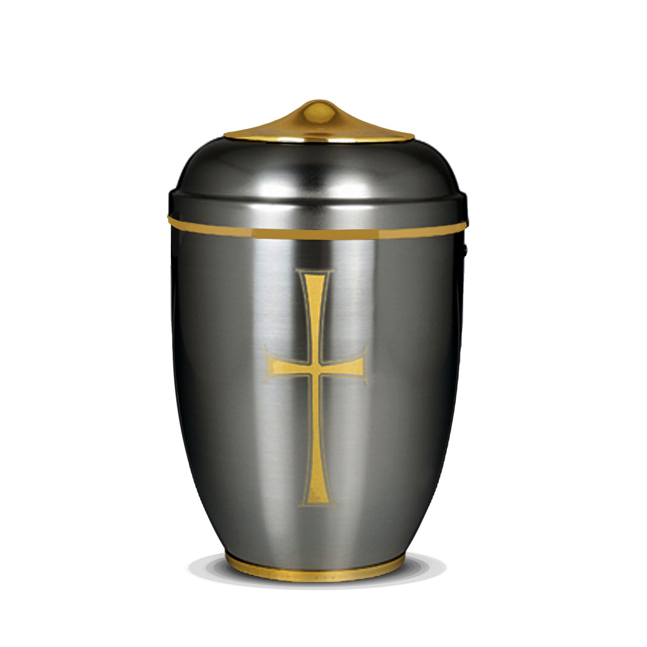 U-122 Aluminum Memorial Urn with Gold Cross