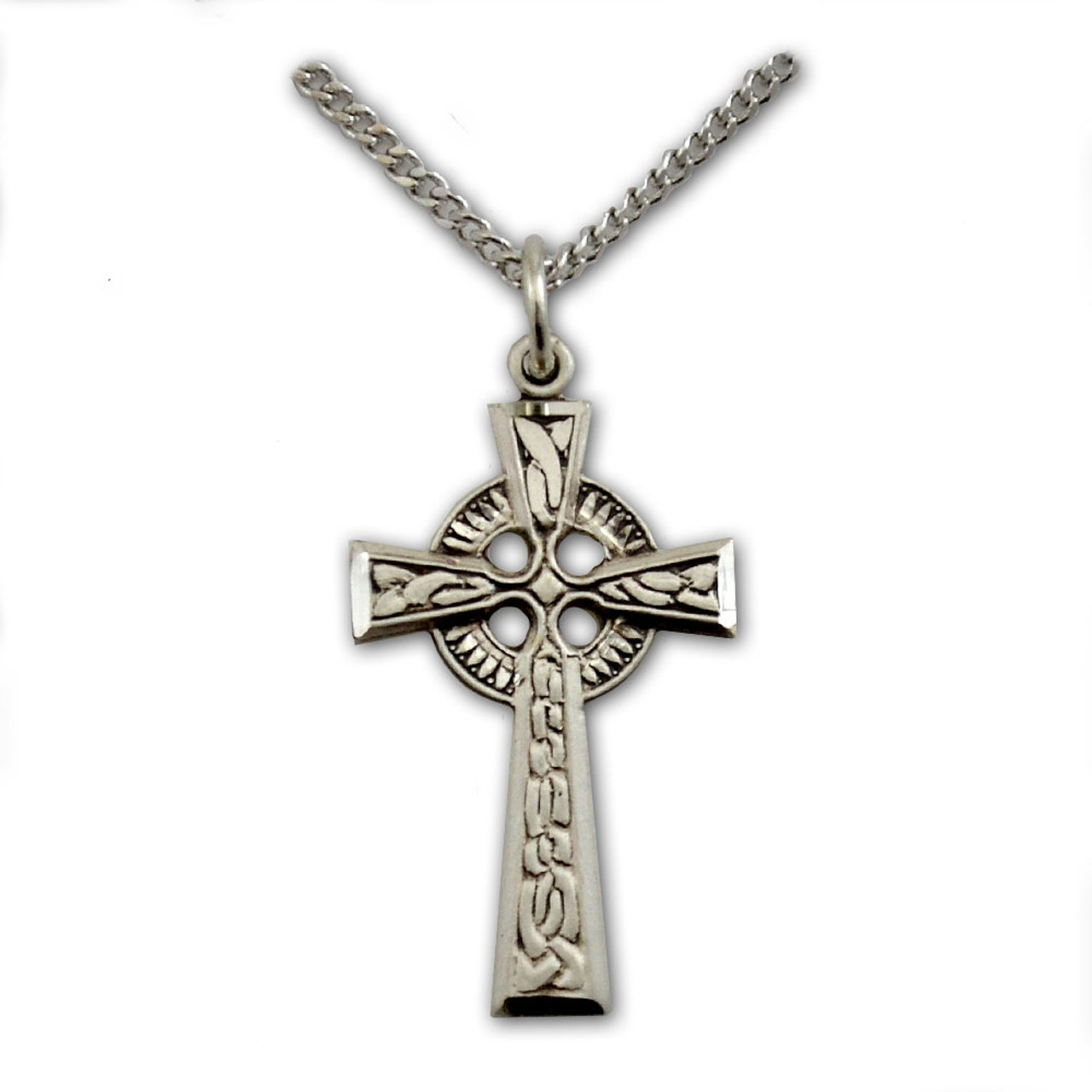 Sterling Silver Celtic Cross Necklace-SE-1911