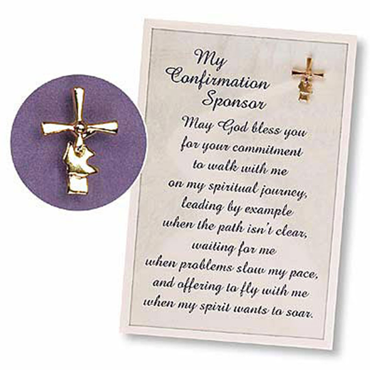 Lapel Pin and Prayer Card for Confirmation Sponsor