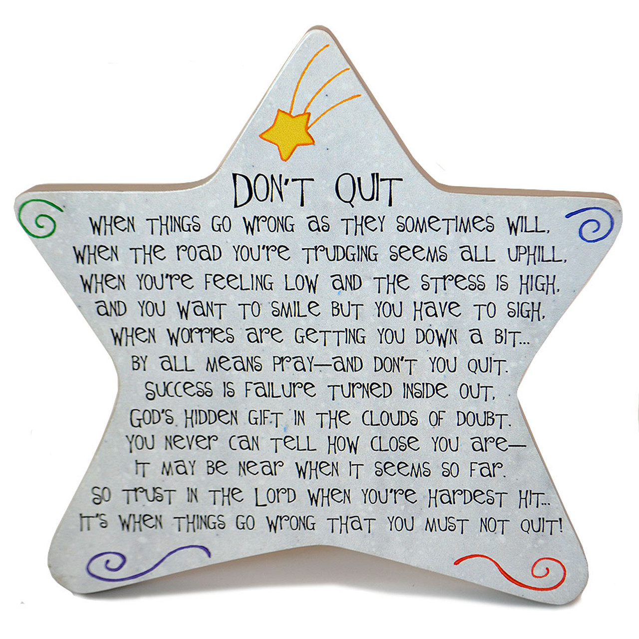 Inspirational "Don't Quit" Plaque