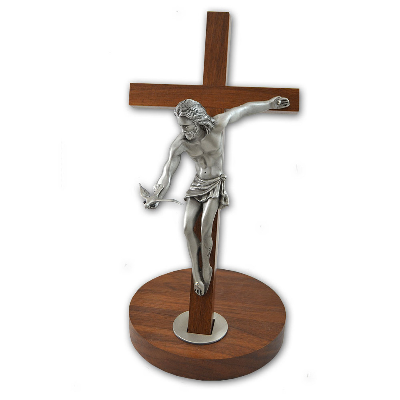 Jesus Christ W/ Dove Walnut Crucifix- 11