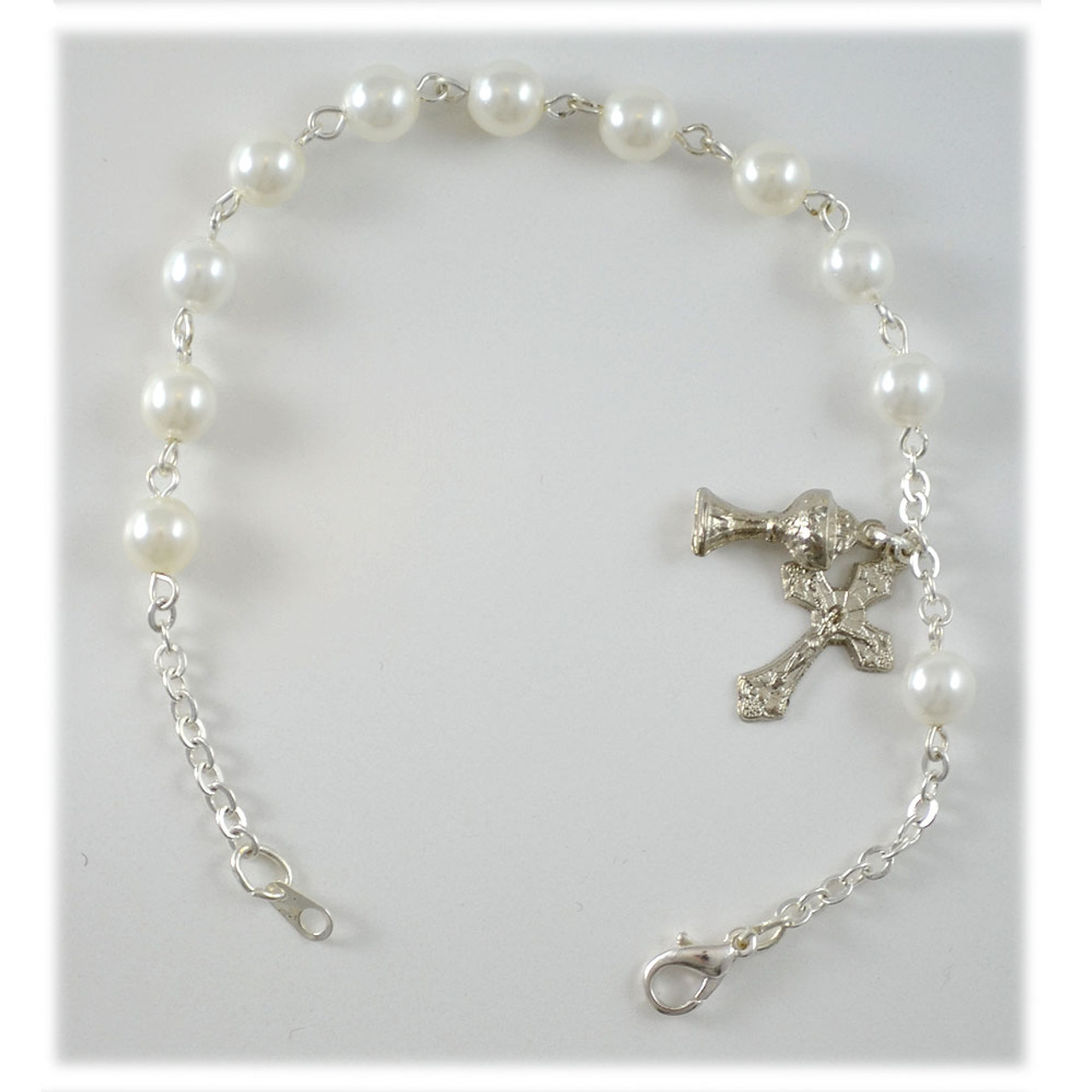 Pearl First Communion Girls Rosary Bracelet