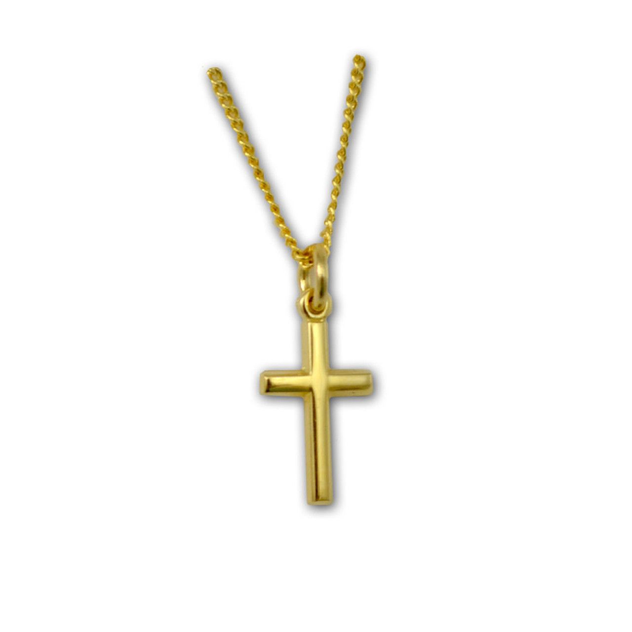 Plain Gold-plated Cross Necklace 16 Inch Chain