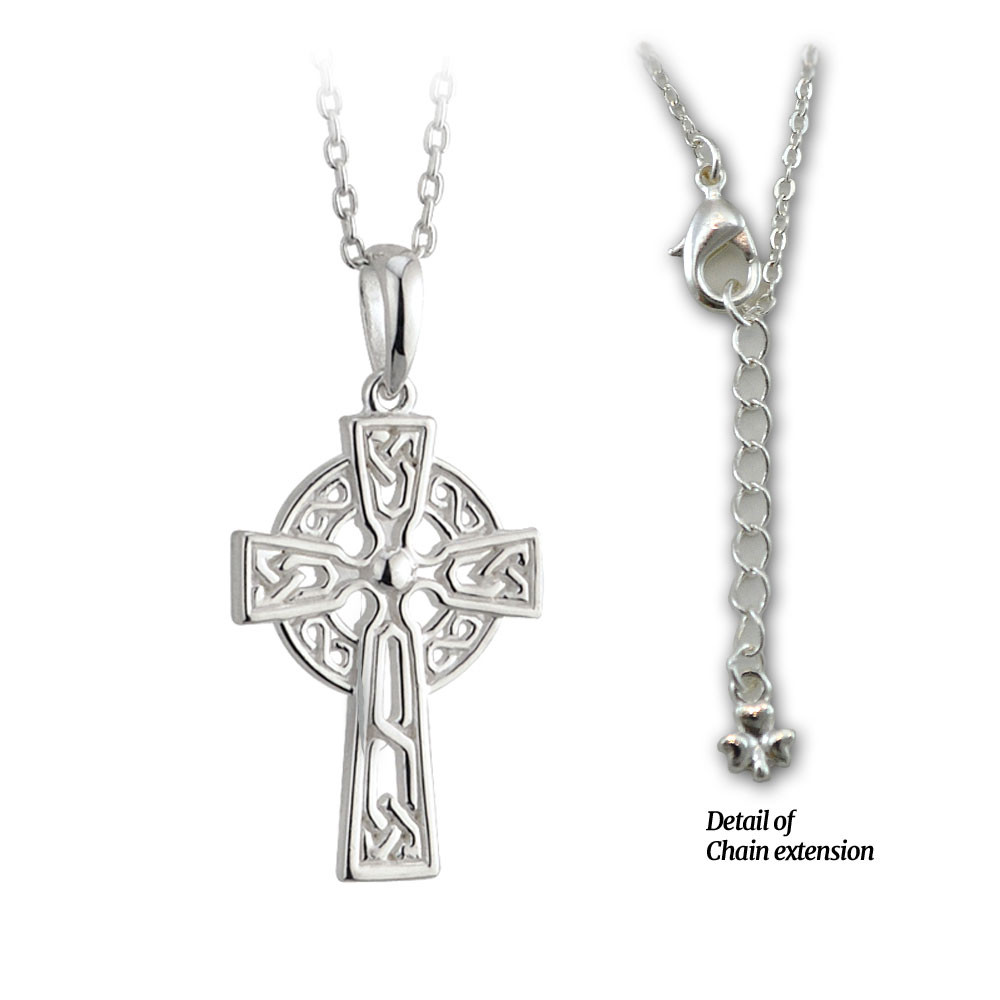 Sterling Silver Plated Celtic Cross Necklace 15 Inch Chain St Patrick S Guild