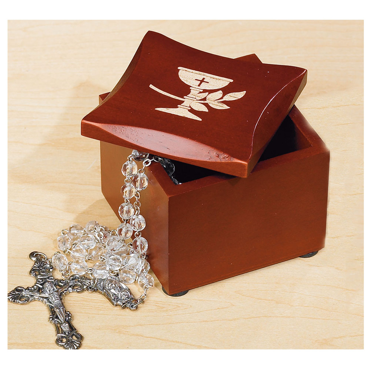First Communion Wood Rosary Box