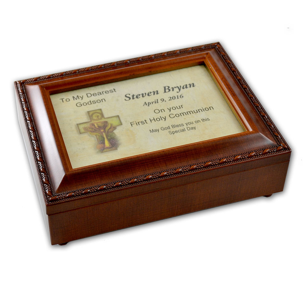 Godson First Communion Music Box Personalized