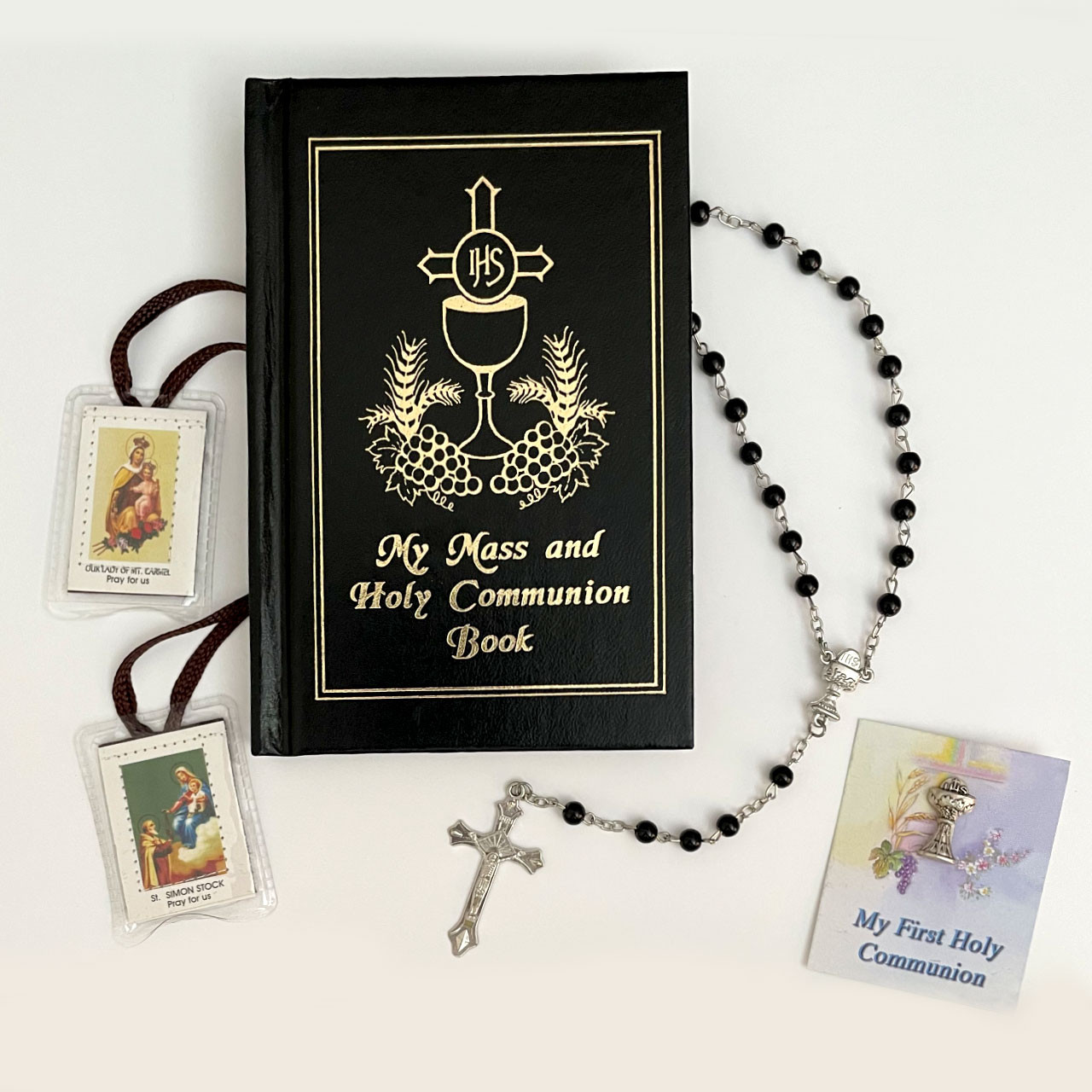 Boys First Communion Missal Set with Case Scapular and Lapel Pin