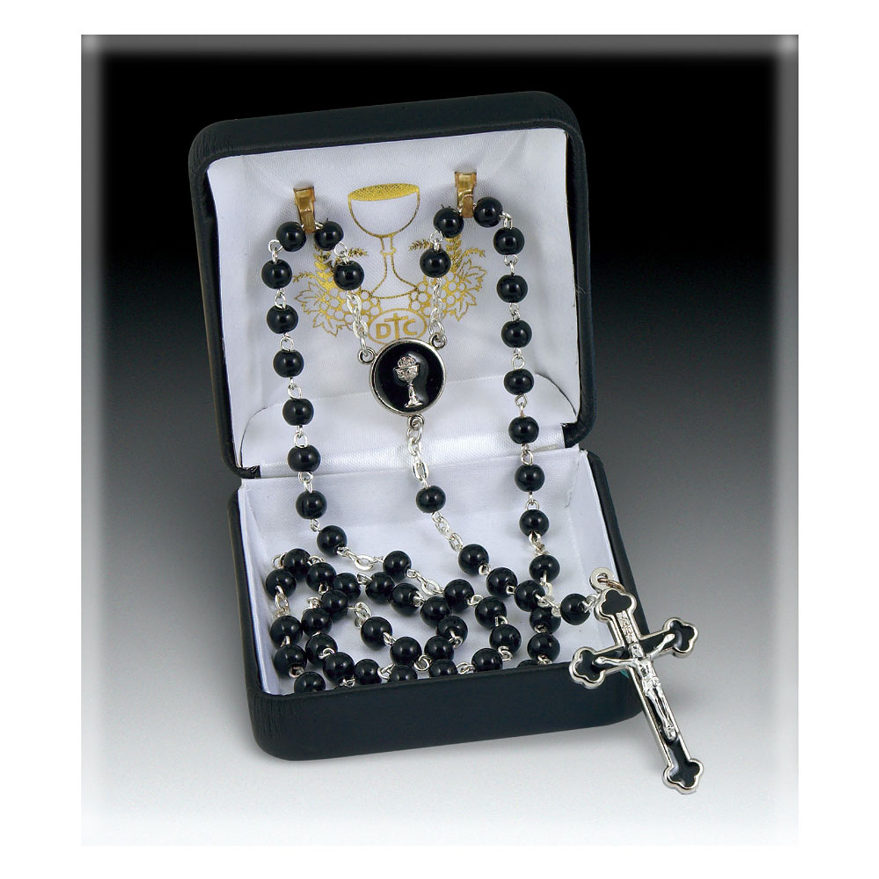 First Communion Black Enamel Rosary