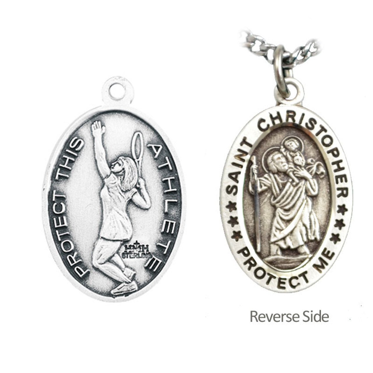 Tennis St. Christopher Necklace Female on 18" Chain