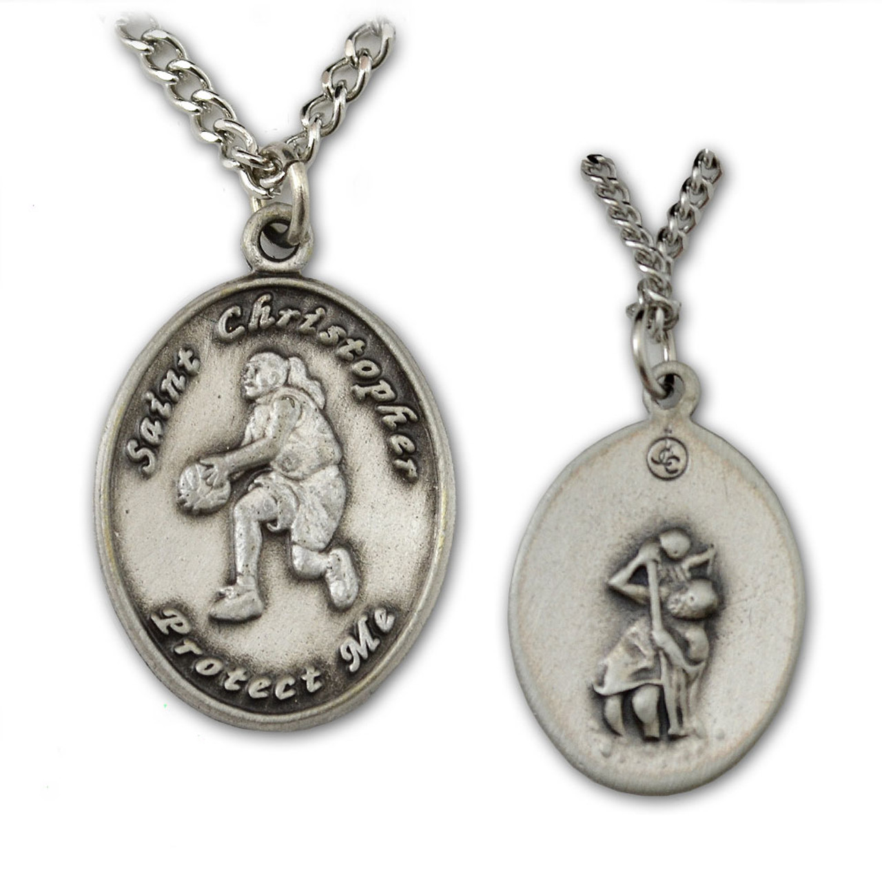 St Christopher Medal Basketball Ladies 18IN Chain