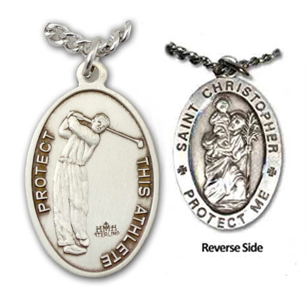 Golf St. Christopher Medal Male w/24" Chain
