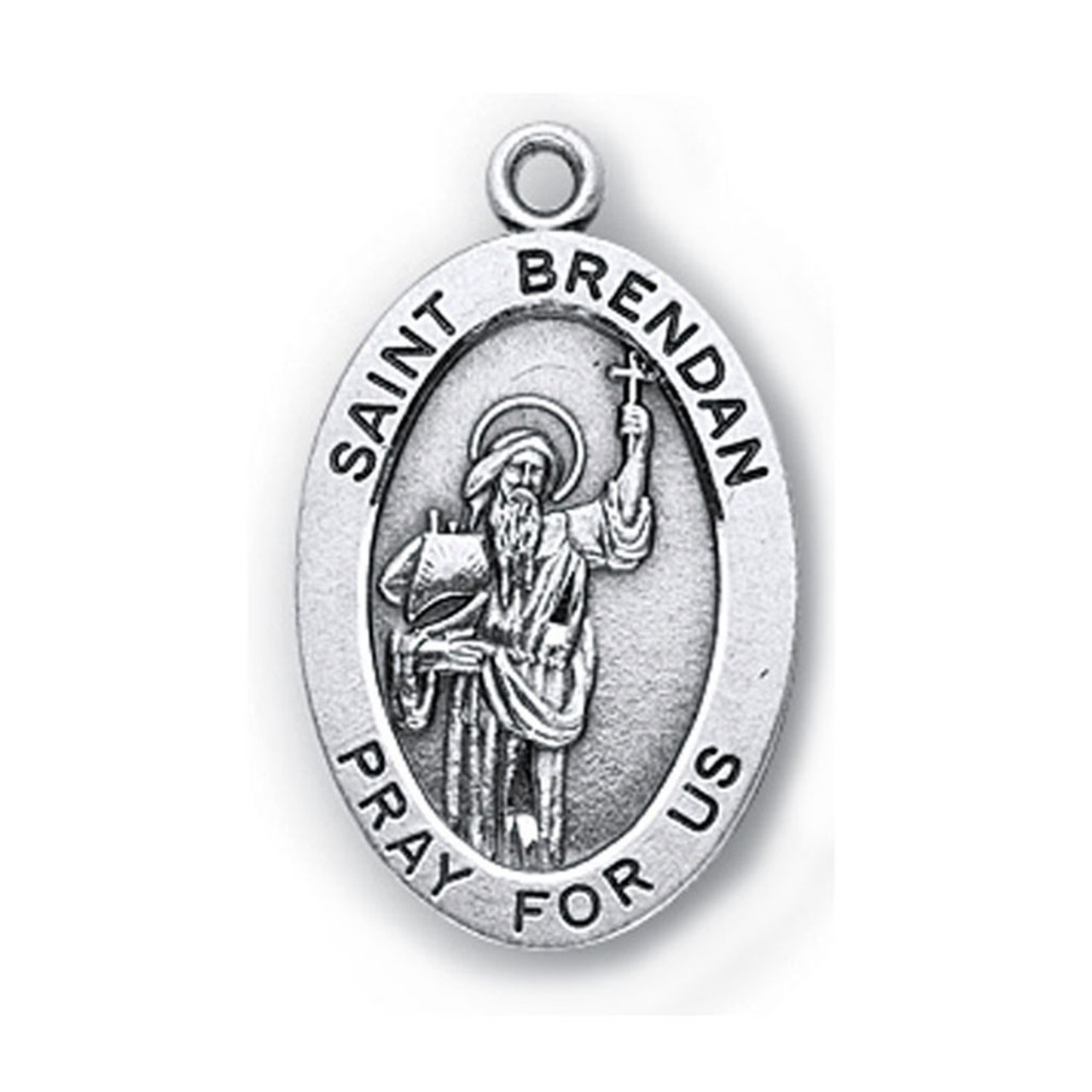 St. Brendan Saint Medal Necklace on 20" Chain