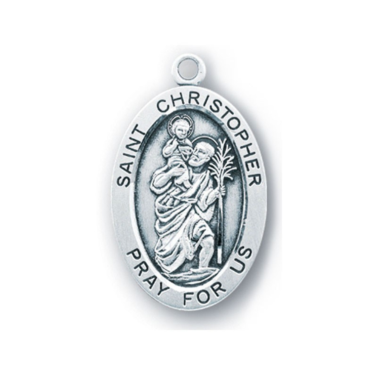 St. Christopher Medal Large Necklace on 24" Chain