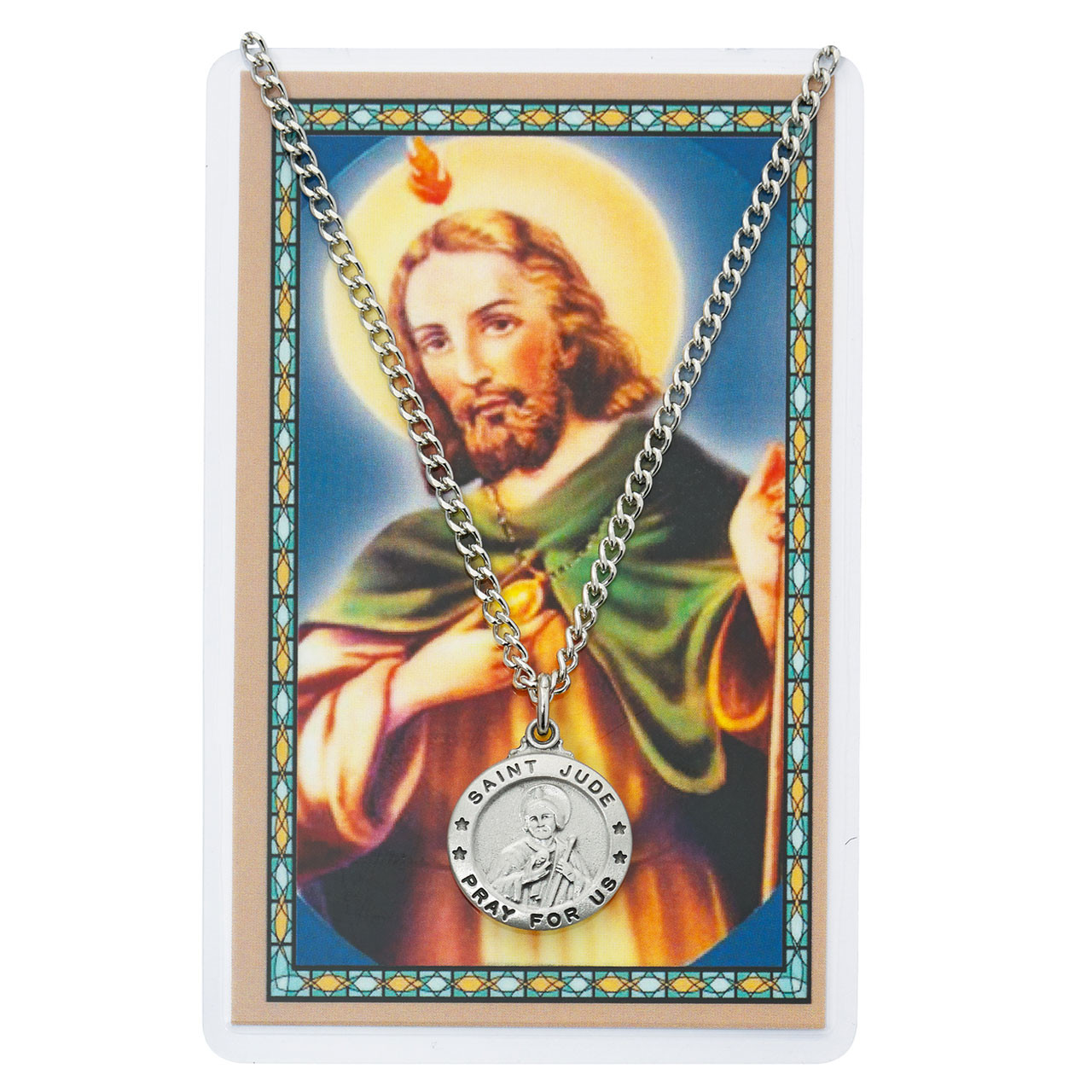 St Jude Pendant/Prayer Card, 24 INChain