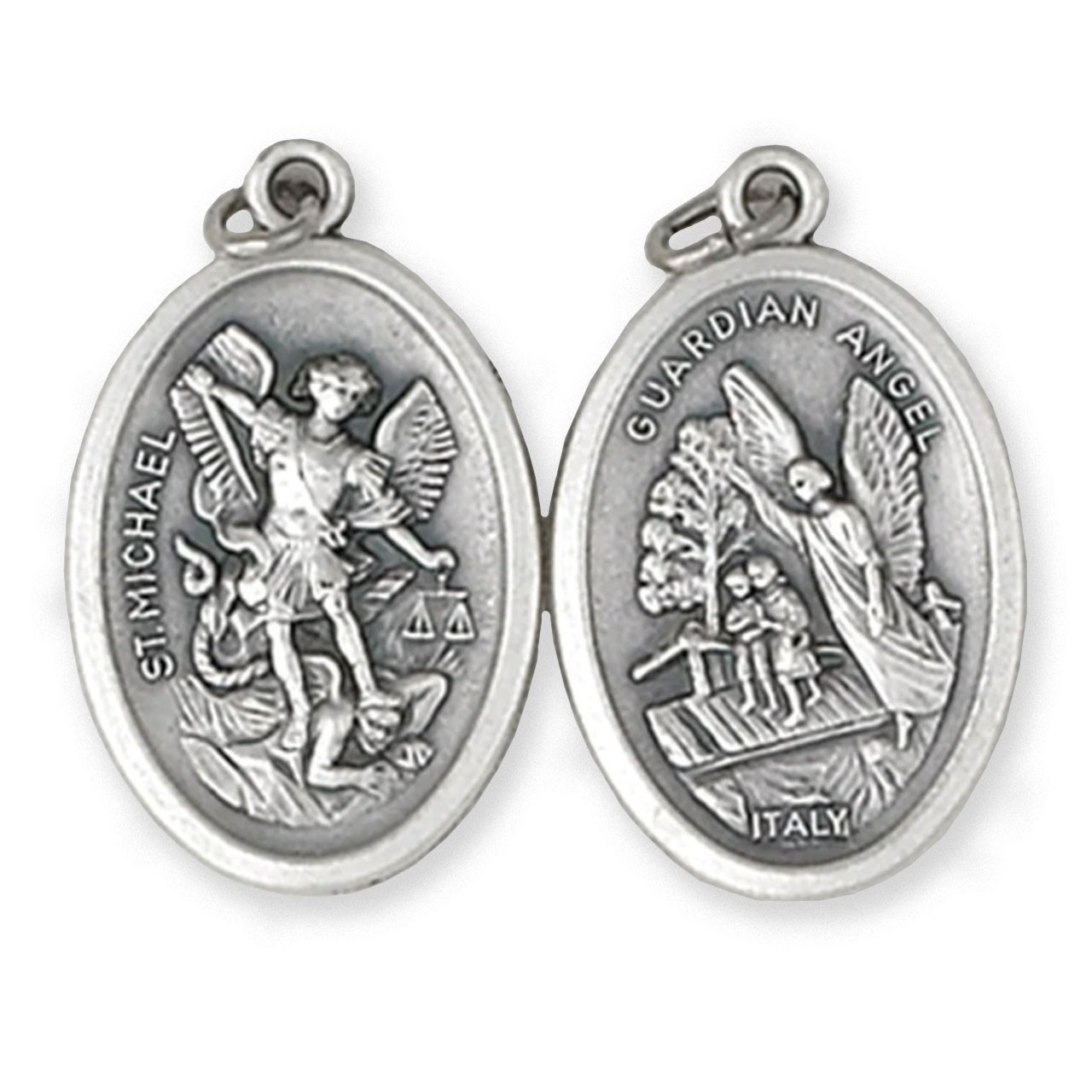 St Michael & Guardian Angel Silver Tone Medal