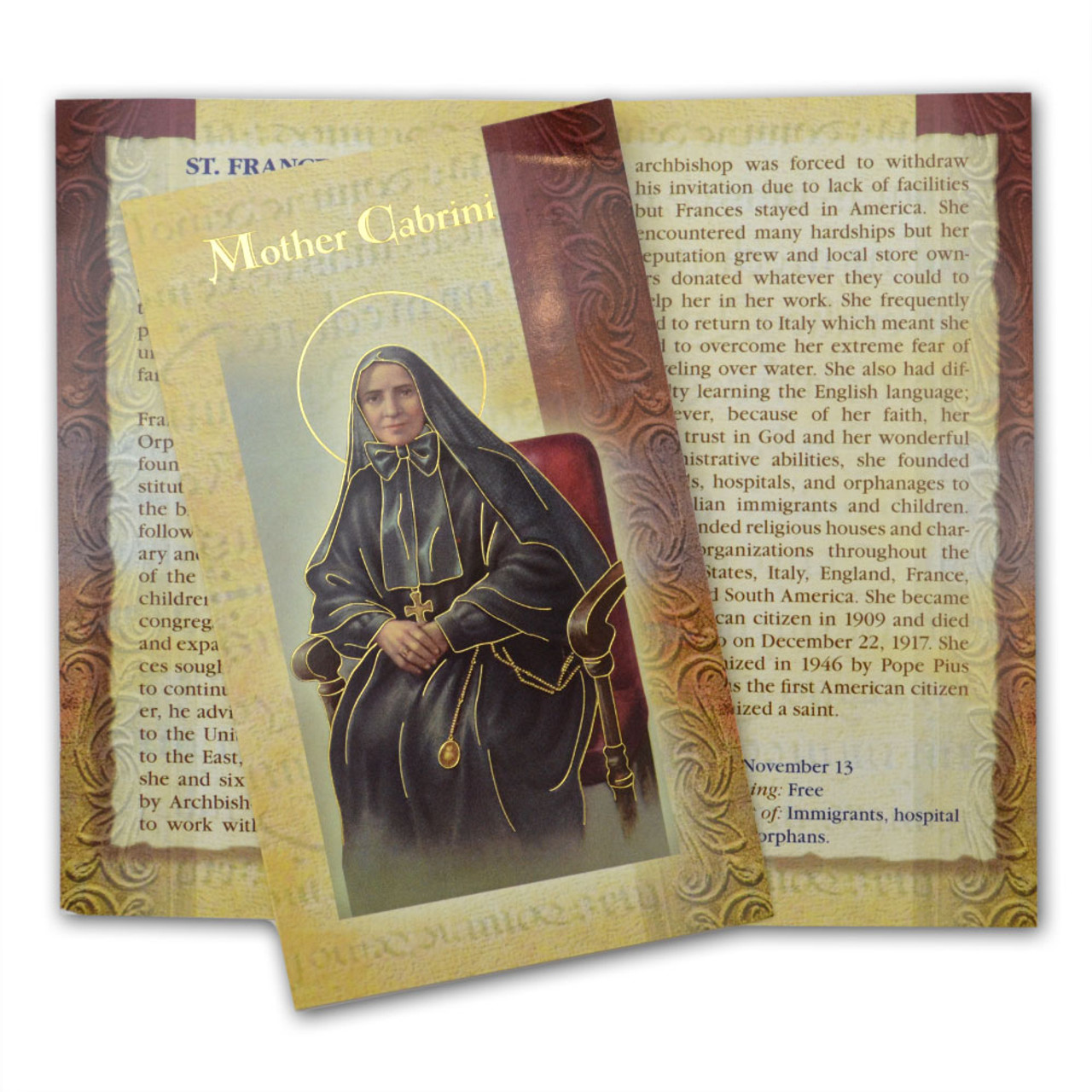 Mother Cabrini Mini Lives Holy Card