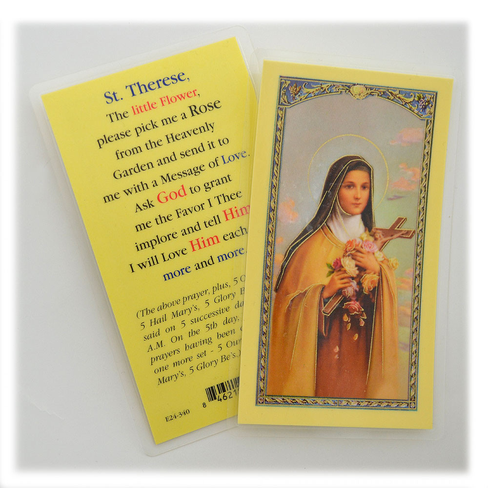 St. Theresa Little Flower Laminated Holy Card | St. Patrick's Guild