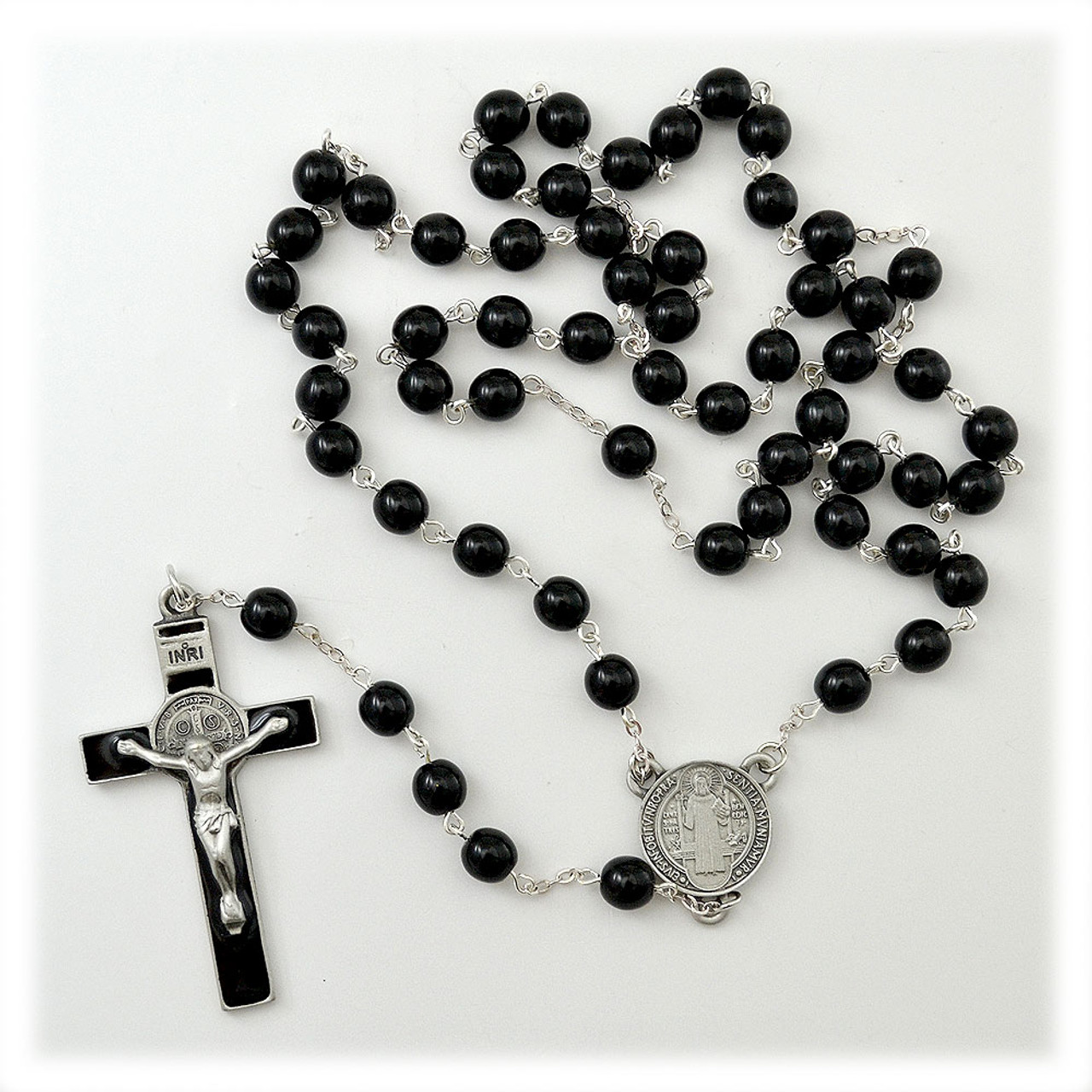 Black St. Benedict Rosary w/Deluxe Crucifix