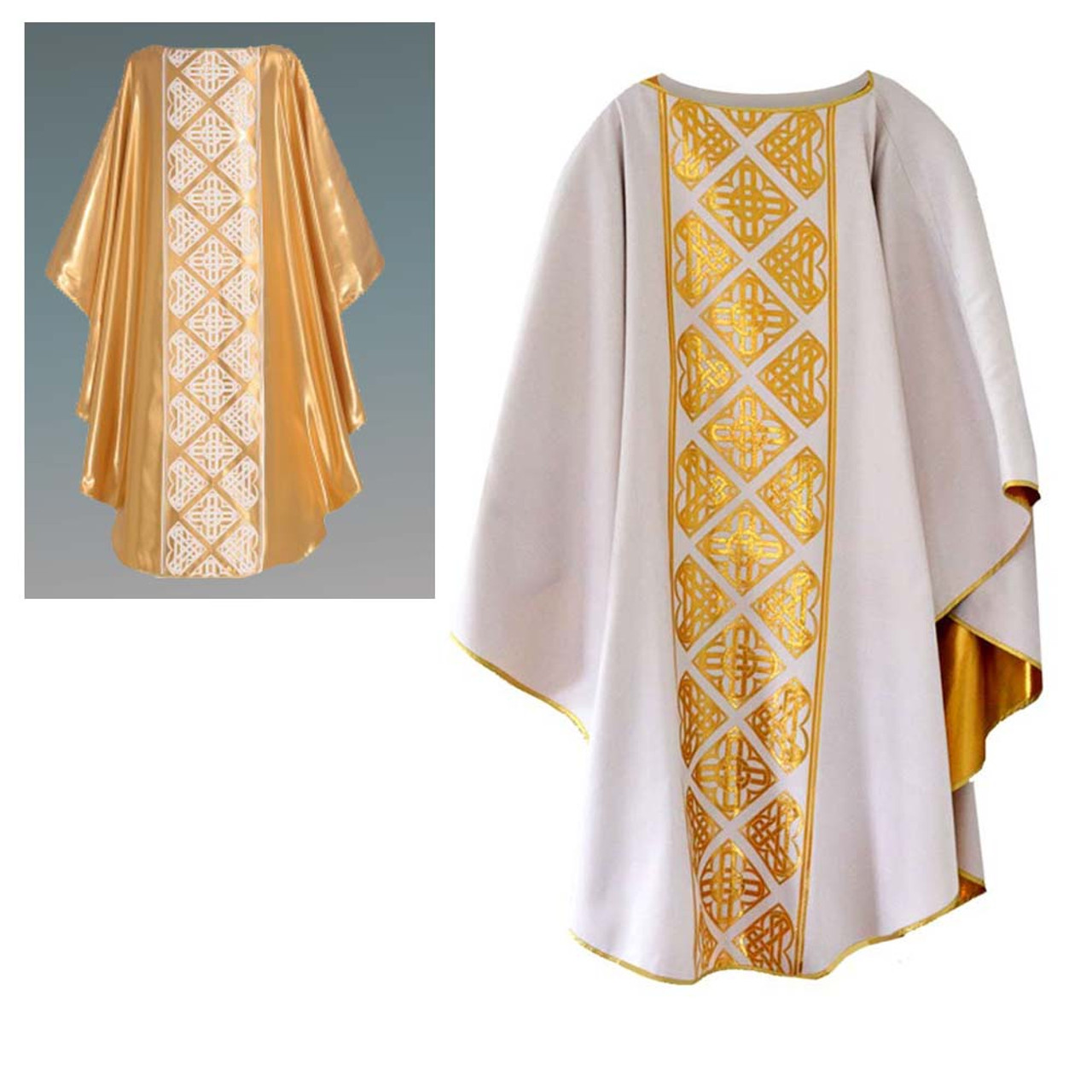 6315 Chasuble in Gold/Off White from Houssard